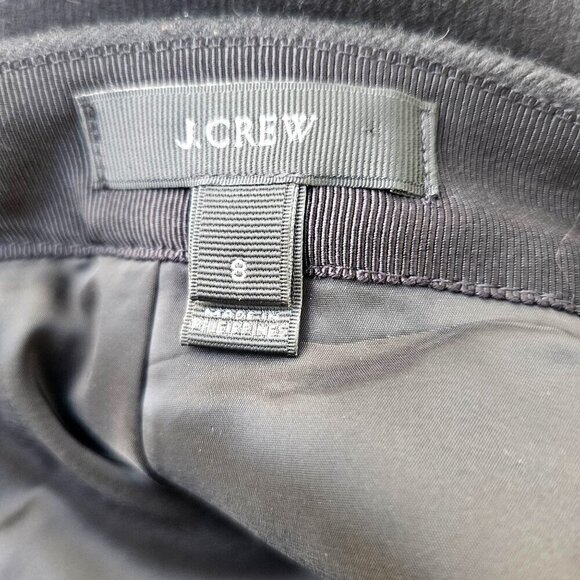 J Crew Black Wool A-Line Short Skirt Sz 8 Chevron Pattern Pocketed Front Panel - Picture 5 of 10